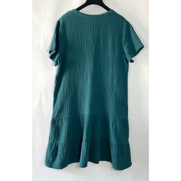 J. Jill Teal Button-Front Midi Dress - Picture 6 of 11